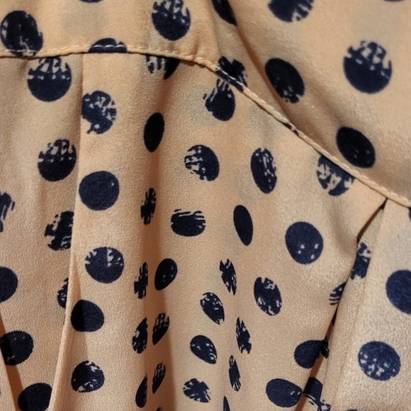 Gianni Bini Peach & Navy Polka Dot Flowy Pants Stretchy Waist Size Large NEW! - Picture 5 of 8